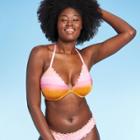 Shade & Shore Women's Push Up Ruffle Triangle Bikini Top - Share & Shore Pink Ombre