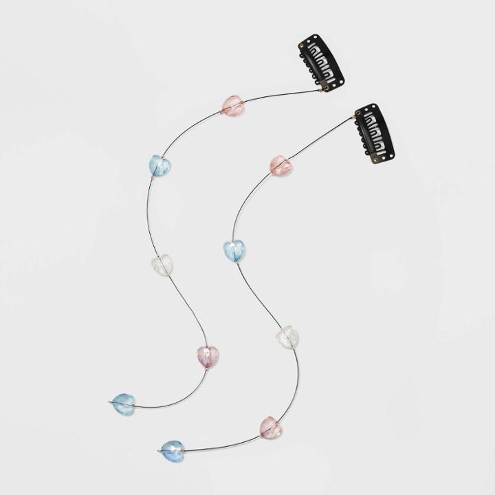 Dangling Heart Snap Hair Clips 2pk - Wild Fable