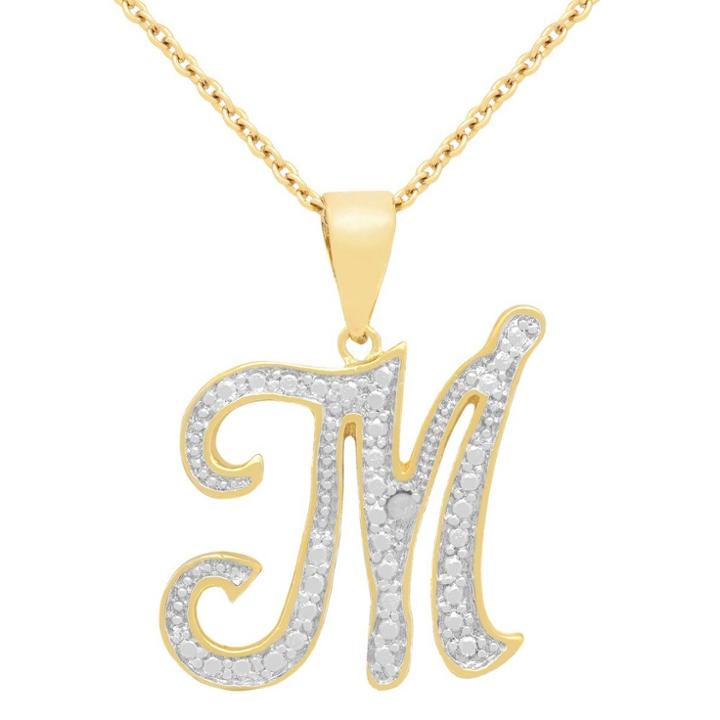 Target Diamond Accent M Initial Pendant Gold Plated (ij-i2-i3), Girl's,