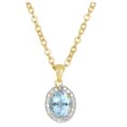 Target 1.60 Carat Tw Oval-cut Aqua Topaz And Diamond Accent Pendant Gold Plated (ij-i2-i3) (march), Girl's