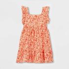 Girls' Floral Flutter Sleeve Woven Dress - Cat & Jack Orange