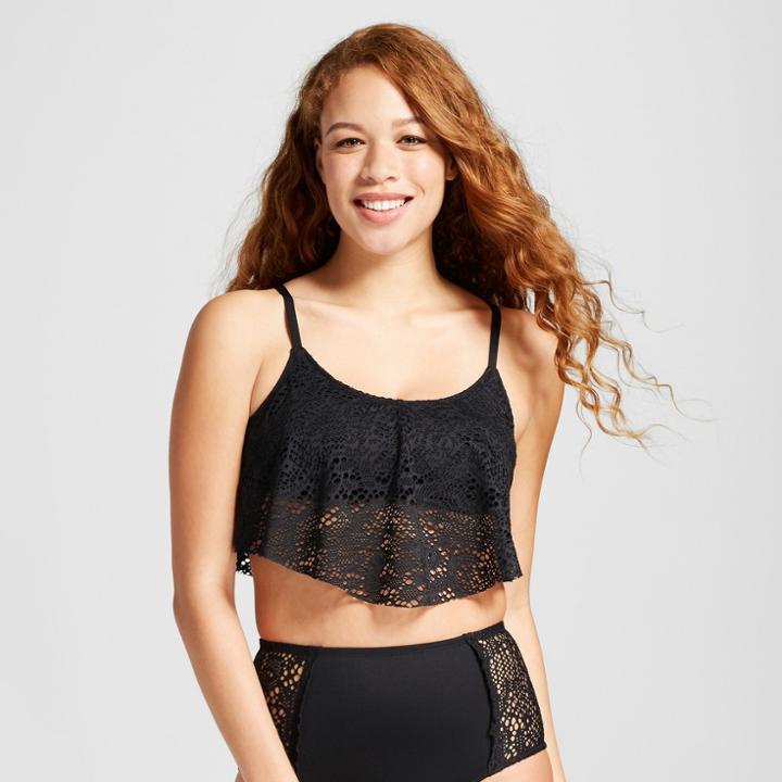 Mossimo Women's Crochet Flounce Bikini Top - Black -