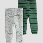 Baby Boys' 2pk Dino Pull-on Pants - Just One You Made By Carter's Gray/green Newborn