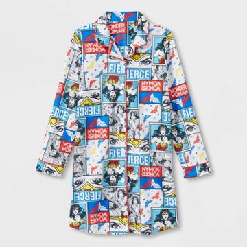 Girls' Wonder Woman Oversized Button Nightgown - White