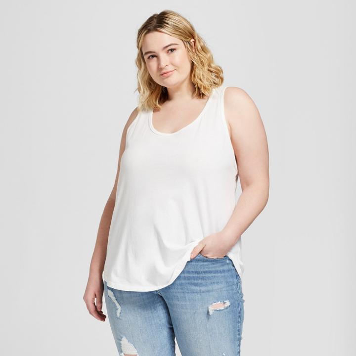 Women's Plus Size Sensory Friendly Relaxed Fit Knit Tank Top - Universal Thread White