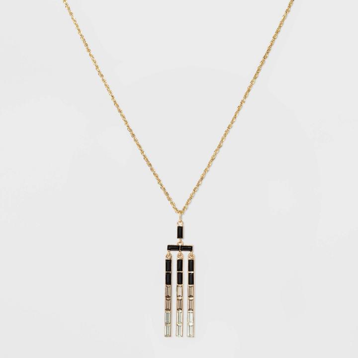 Baguette Stone Waterfall Pendant Necklace - A New Day Gold
