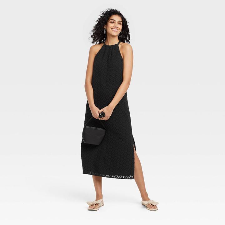 Women's Sleeveless Crochet Dress - A New Day Black