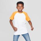 Boys' Baseball Short Sleeve T-shirt - Cat & Jack Yellow/white S, Yellow Orange