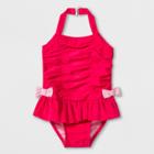 Baby Girls' Ruffle Bow One Piece Swimsuit - Cat & Jack Pink