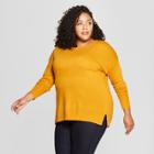 Women's Plus Size Crew Neck Luxe Pullover - A New Day Gold X