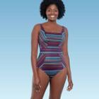 Women's Slimming Control Seamed Square Neck One Piece Swimsuit - Dreamsuit By Miracle Brands Black