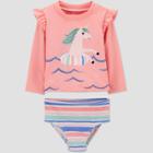 Baby Girls' Unicorn Print Long Sleeve Rash Guard Set - Just One You Made By Carter's Pink