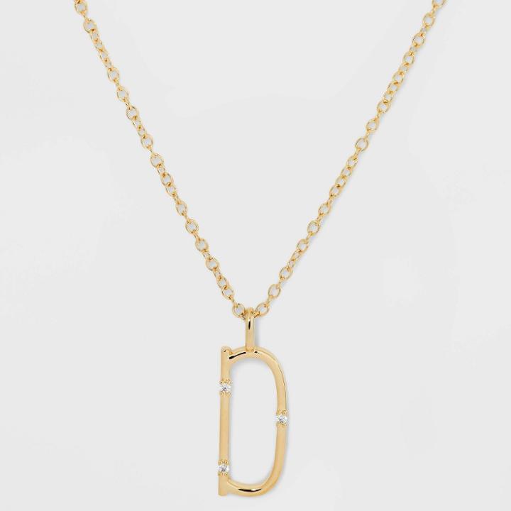 Gold Over Silver Plated Cubic Zirconia 'd' Initial Pendant Necklace - A New Day Gold
