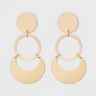 Geometric Solid And Open Work Metal Drop Earrings - A New Day Gold
