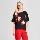 Women's Short Exaggerated Sleeve Blouse - Who What Wear Rose Print
