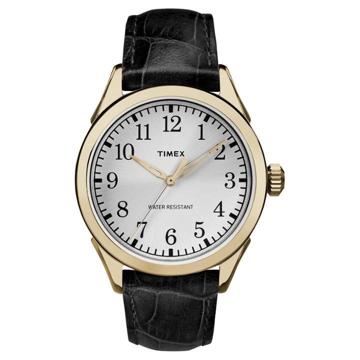 Men's Timex Watch With Leather Strap - Gold/black Tw2p99600jt