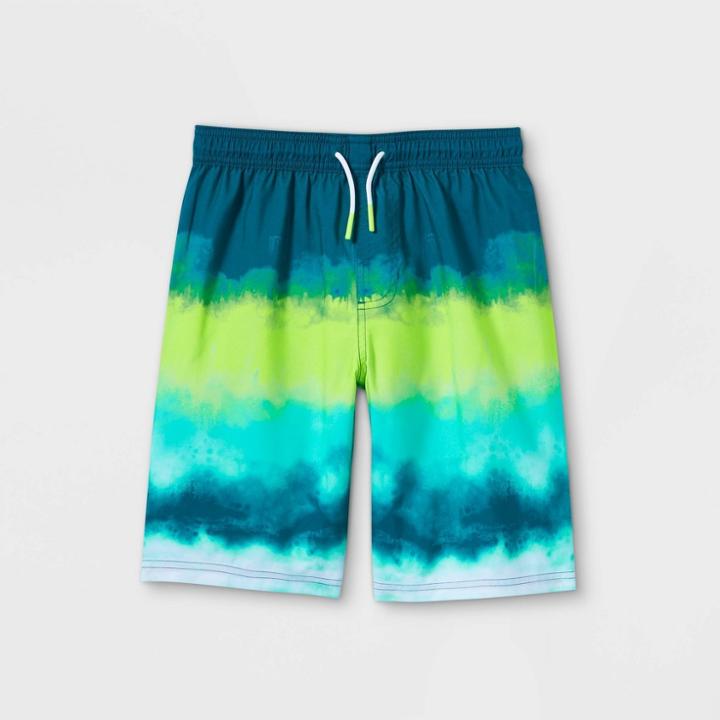 Boys' Adaptive Tie-dye Swim Trunks - Cat & Jack Green