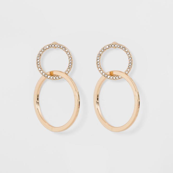 Sugarfix By Baublebar Linked Hoop Earrings With Crystal - Gold, Girl's