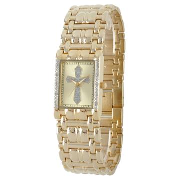 Men's Ewatchfactory Cross Rectangular Bracelet Watch - Gold