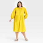 Women's Plus Size Balloon Long Sleeve Tie-back Dress - Who What Wear Yellow