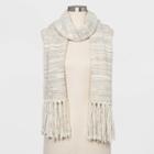 Women's Basket Weave & Rib Mix Oblong With Tassels - Universal Thread Cream One Size, Beige