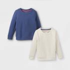 Toddler Girls' 2pk Fleece Pullover Sweatshirt - Cat & Jack Cream/navy 18m, Ivory/blue