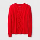 Girls' Crew Neck Cable Pullover Sweater - Cat & Jack Wowzer Red Xs,