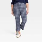 Women's Plus Size Cropped Kick Flare Pull-on Pants - A New Day Navy