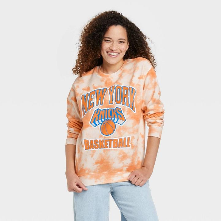 Women's Nba New Yorkers Graphic Sweatshirt - Orange Tie-dye