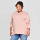 Women's Plus Size Long Sleeve Crewneck Sweatshirt - Ava & Viv Blush X