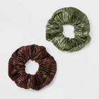 Pleated Hair Twisters 2pk - A New Day Olive Green/chocolate Brown