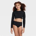 Girls' Long Sleeve Bikini Top - Art Class Black