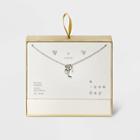 Silver Plated With Cubic Zirconia And Pearl Initial L Charm Cluster Necklace And Earring Set - A New Day