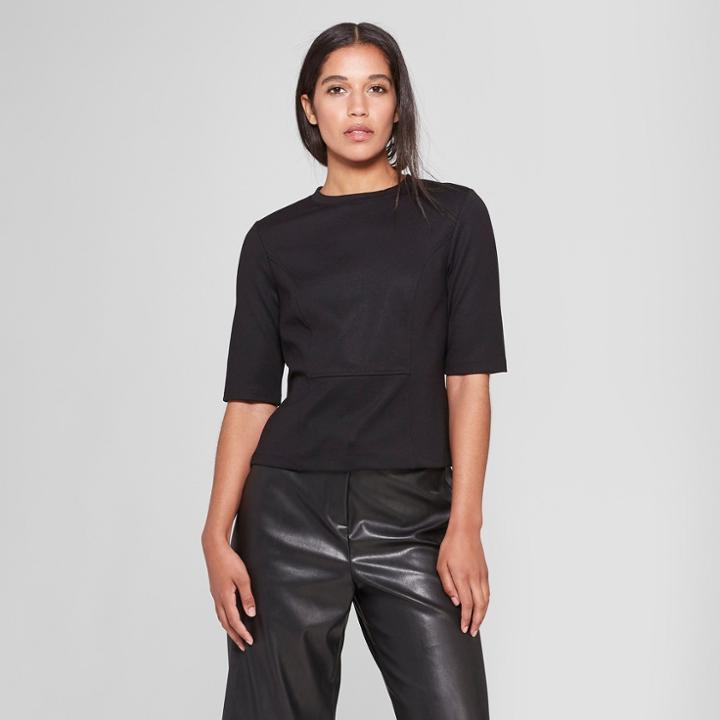 Women's Elbow Sleeve Fitted Seam T-shirt - Prologue Black