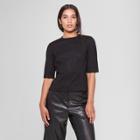Women's Elbow Sleeve Fitted Seam T-shirt - Prologue Black
