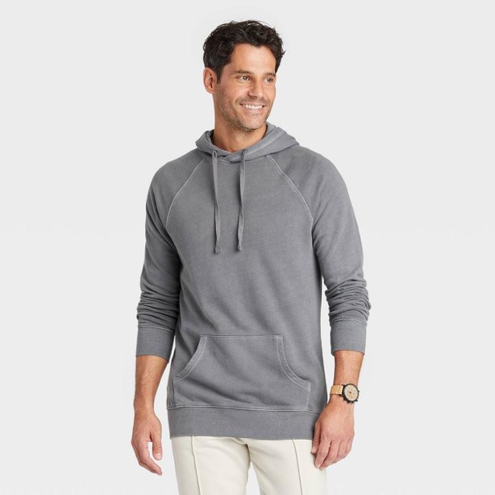 Men's Hooded Garment Dyed Sweatshirt - Goodfellow & Co Gray