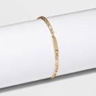 Gold Plated Initial 'c' Bar Figaro Chain Bracelet - A New Day Gold
