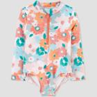 Toddler Girls' Floral Print Long Sleeve One Piece Rash Guard - Just One You Made By Carter's
