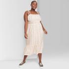 Women's Plus Size Tie-strap Ruffle Hem Woven Dress - Wild Fable Ivory Floral