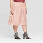 Women's Plus Size Velour Pleated Midi Skirt - Ava & Viv Blush X, Women's