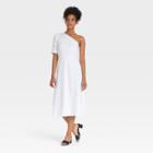 Women's Elbow Sleeve One Shoulder Knit Dress - Who What Wear White