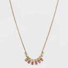 16 Multi-rhinestone Collar Statement Necklace - A New Day Peach Orange