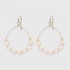 Threaded Irregular Shaped Simulated Pearl Open Teardrop Earrings - A New Day Ivory