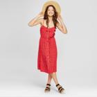 Women's Floral Button Front Ruffle Dress - Universal Thread Red