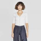 Women's Regular Fit Elbow Sleeve V-neck Cardigan - A New Day Gray