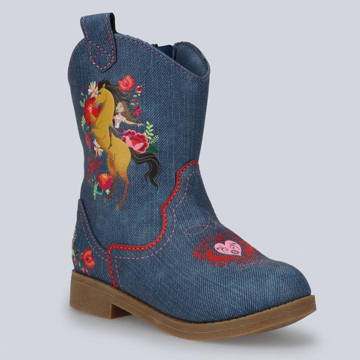 Toddler Girls' Nbcuniversal Spirit Zipper Western Boots - Blue