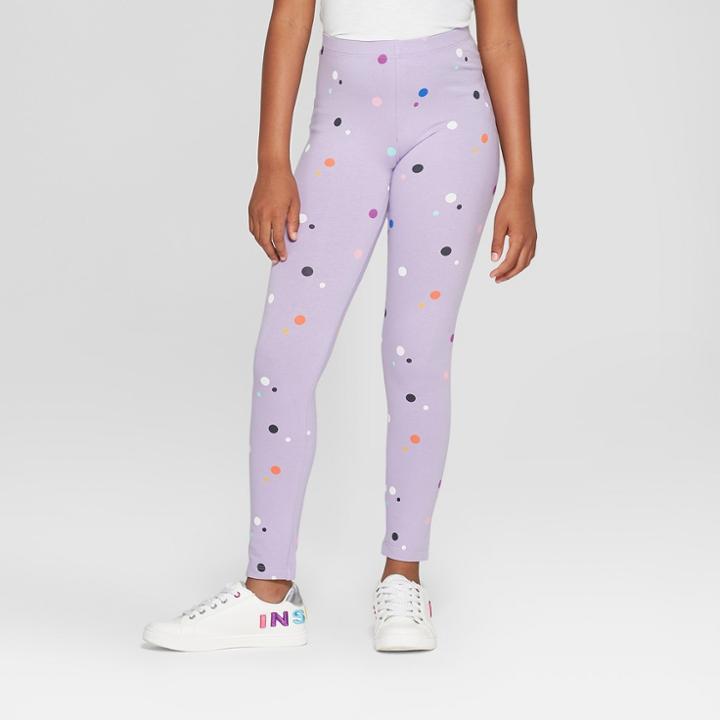 Girls' Dot Print Leggings - Cat & Jack Violet