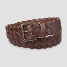 Men's 30mm Braided Leather Belt - Goodfellow & Co Brown