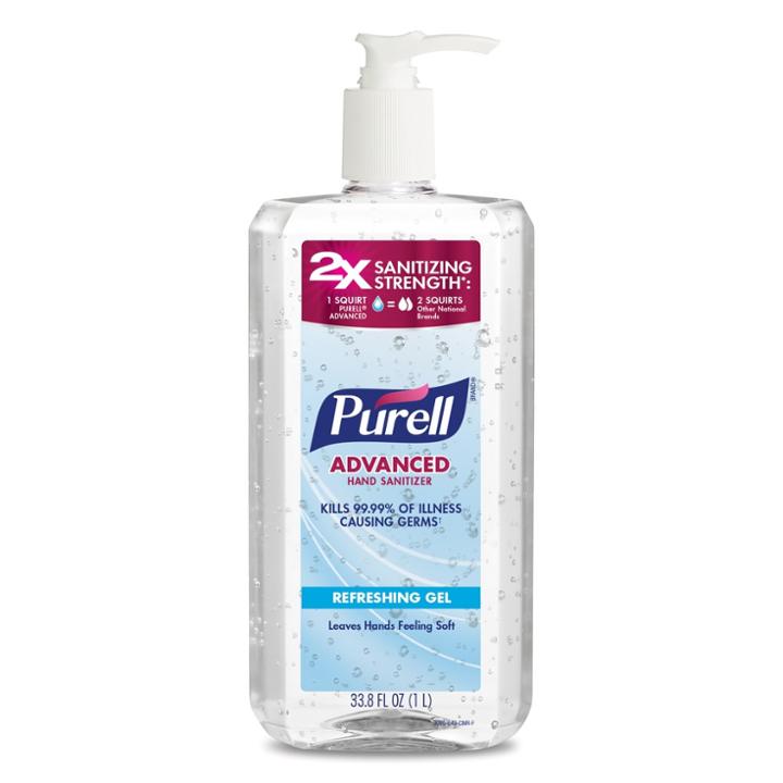 Purell Advanced Hand Sanitizer Refreshing Gel Pump Bottle - 33.8 Fl Oz, Adult Unisex