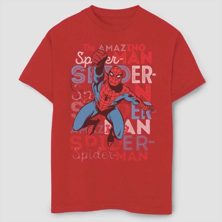 Girls' Marvel Spider-man Amazing Action Short Sleeve T-shirt - Red